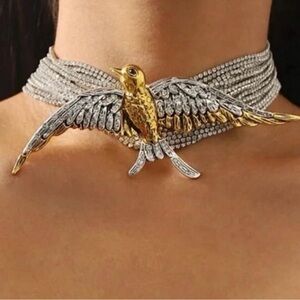 Stunning Gold and Silver Bird Necklace/ choker